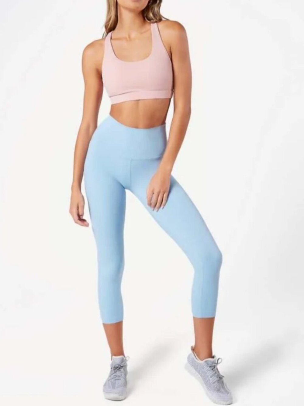 Glowmode Feather Fit Low Impact Baby Blue Capri Leggings NWT